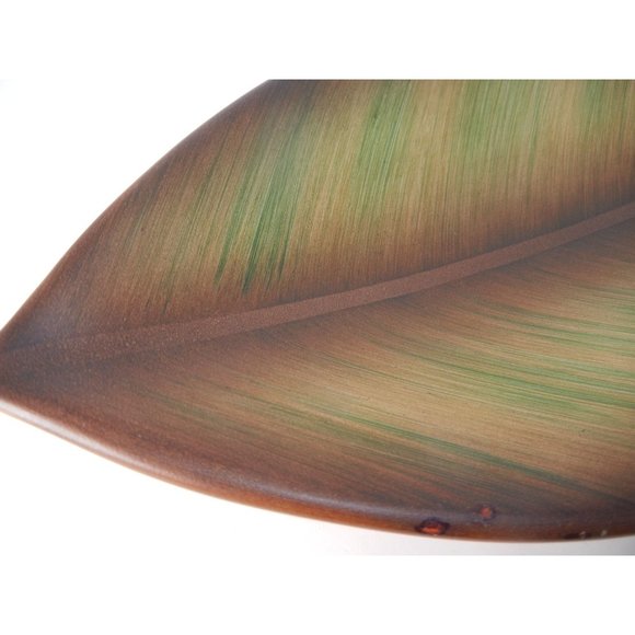 Ceramic tropical leaf fruit dish,  candle dish, hand made and painted in Peru - Picture 2 of 7